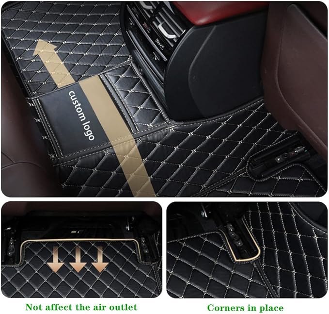 Custom Personalized Floor Mats for Cars - Luxury Full Coverage All Weather Mats, Anti-Slip Leather Mat Set, Fit for 99% of Cars, SUVs & Trucks (Green, A-Diamond)