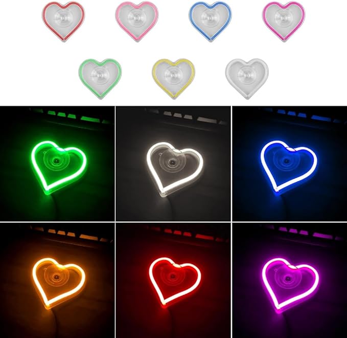 Car LED Ambient Light, Love Heart USB Vehicle Neon Lighting with Remote Control for Triangle or Back Window, Car Interior Accessories for Car, Bedroom, Party (Red)