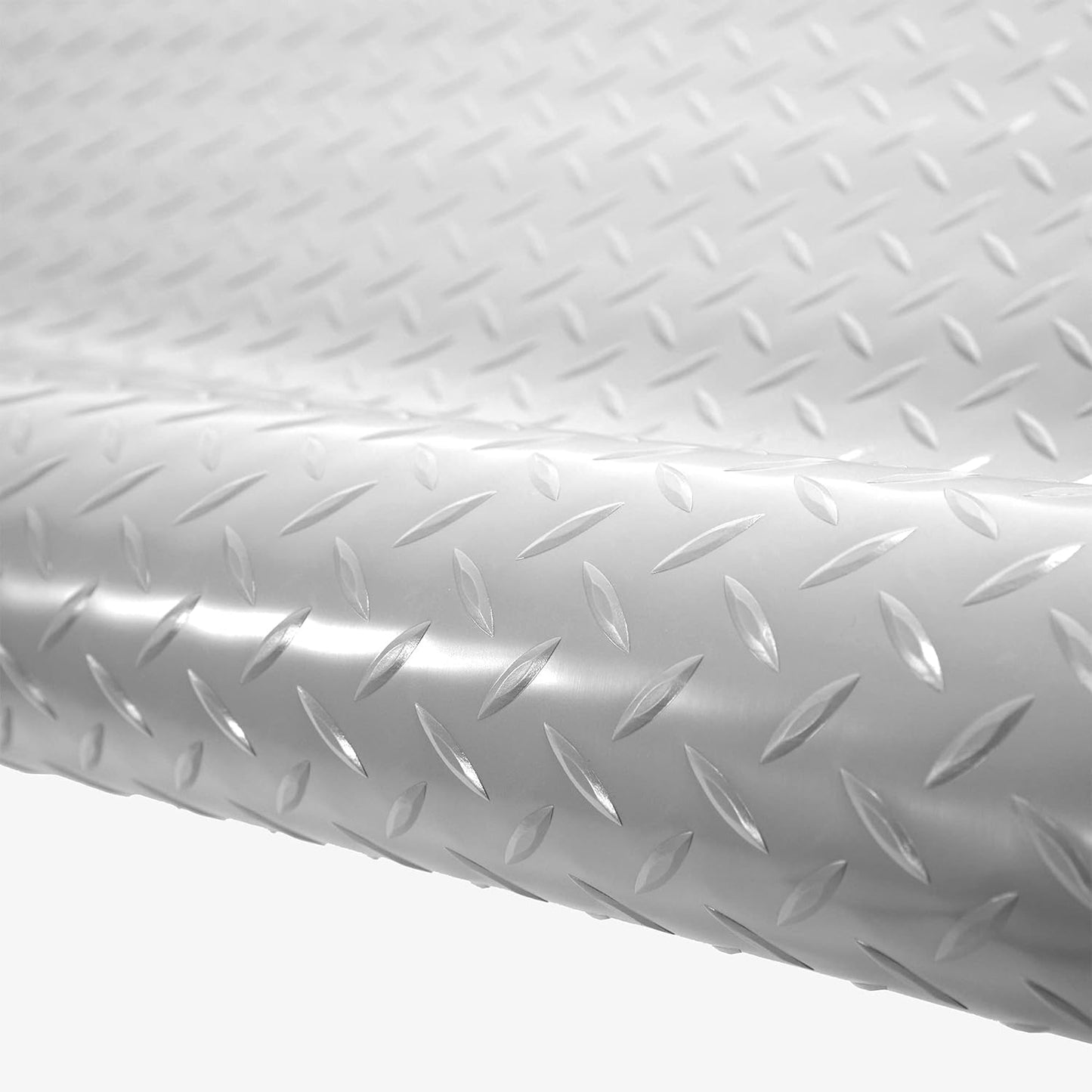 IncStores 2.5mm Thick Commercial-Grade Nitro Roll Garage Floor Mat | Flexible Vinyl Floor Mat for a Stronger and Safer Garage, Workshop, or Trailer | Diamond-Plate, Stainless Steel, 10' x 25'