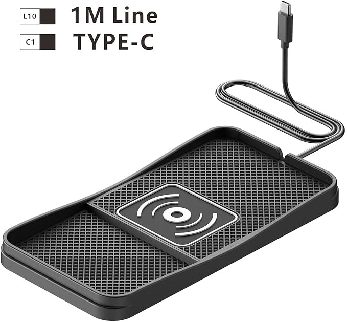 Car Wireless Charger Pad for Chevrolet Cobalt Cavalier Classic Optra Prizm SS 2000-2017, Fast Car Wireless Charging Pad for Car Center Console, Non Slip Charging Mat,1M-Type C