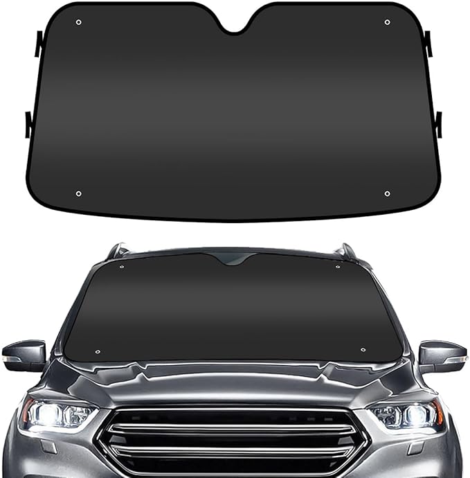 GENANY Black Windshield Sun Shade for Car SUV Truck (64x32 Inches), Sun Shade Windshield, Shades for Front Windows, Protector Blocks UV, Car Decor