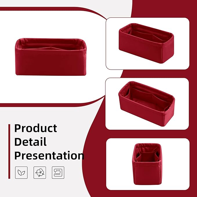 DGAZ Silk Purse Organizer Insert Fits LV Speedy 16/20/25/30/35/45 bags，Silky Smooth Bag Organizer，Luxury Handbag & Tote Shaper（Wine Red，SP16）