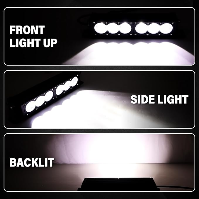 Willpower 12 inch Single Row White LED Light Bar 60W Off Road Spot Beam LED Work Light Truck UTV 4x4 Cars SUVs ATVs Boats Fog Driving Light with Wiring Harness Kit