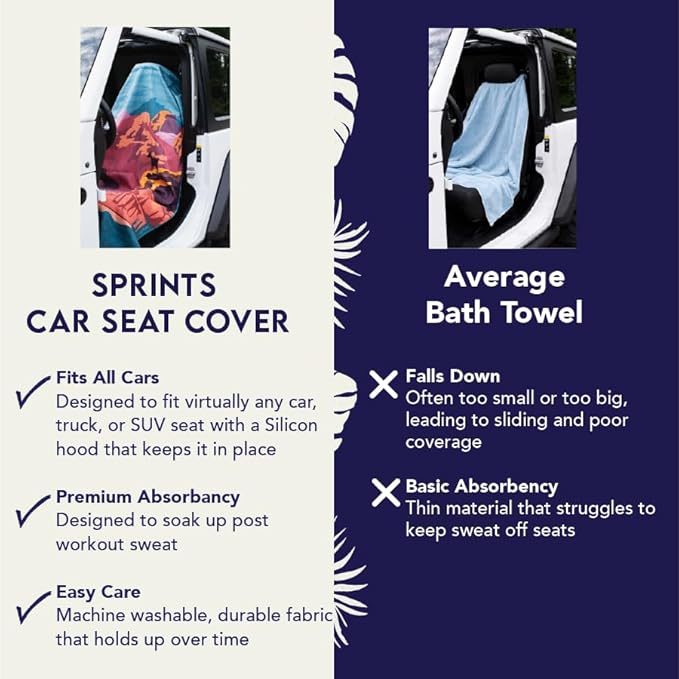 Sprints Athletic Running Towel, Full-Sized, Car Seat Cover - Performance Microfiber (Paisley Probs)