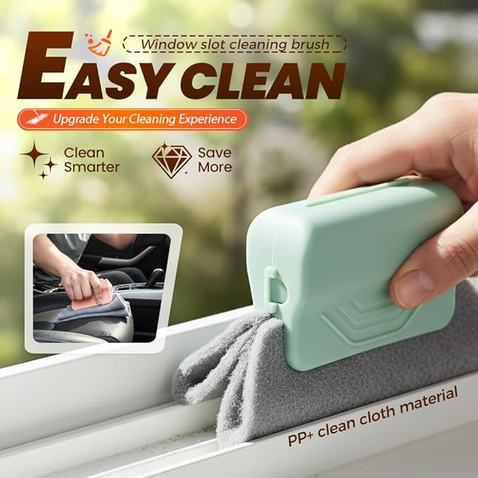 Magic Window Track Cleaner, Window Groove Cleaning Brush Tools Set, Cleaner Brushes for Window lides Gaps Tile Lines Shutter Slats Car Vents & Narrow Gaps (6PC)