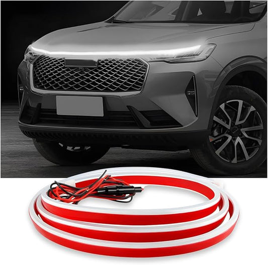 Car Hood Light Strip, 71 Inches Flexible DRL Dynamic Scan Start up Hoodbeam Kit, Waterproof 12V LED Headlight Strips Engine Cover Decoration, Exterior Car Accessories