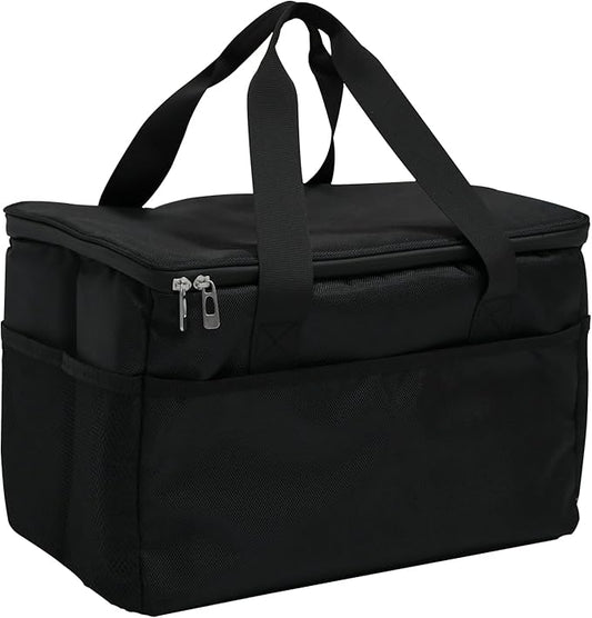 23L Soft Cooler Bag, Insulated Lunch Box for Women and Men with Divider, Side Pockets, Portable Collapsible Travel Cooler, Soft Sided Reusable Ice Chest, Lunch Bag for Work, Camping, Car