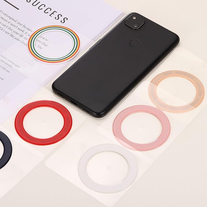 uxcell Magnetic Adapter Ring, 2Pcs Magnetic Sticker Ring ABS Universal Magnet Wireless Charging Conversion Kit for Mobile Phone Case Wireless Charger, Pink, White