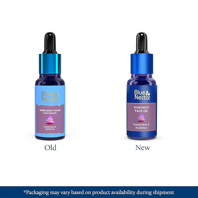 Blue Nectar Kumkumadi Oil for Face for Aging Skin | Ayurvedic Saffron Face Cleansing Oil | Authentic Kumkumadi Tailam Saffron Serum for Women & Men (1 Fl Oz, 26 Herbs)