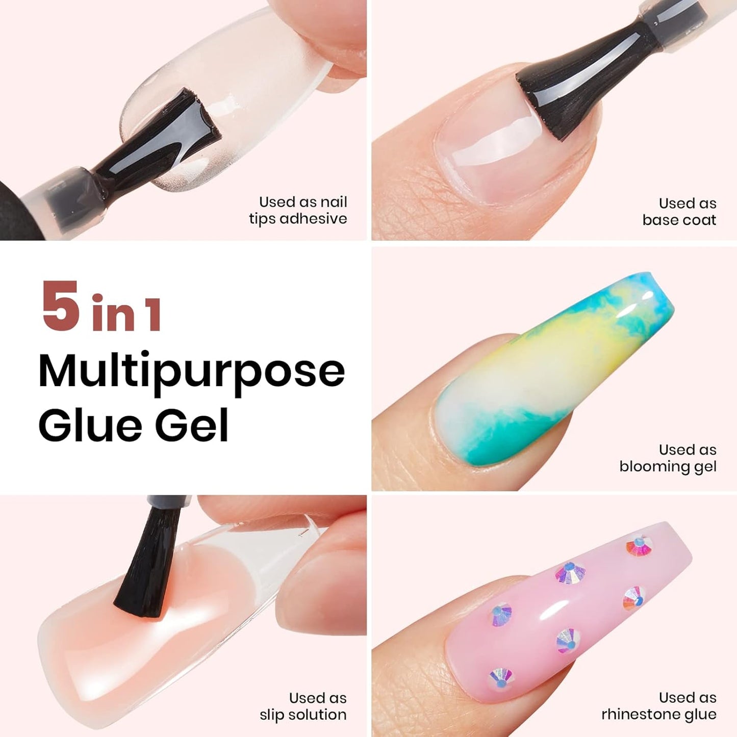 Beetles Gel Polish Nail Extension Kit,240 Pcs Pre Shaped Short Coffin Nail Tips Full Matte Gelly Tips&5 in 1 Nail Glue Base Coat Innovative Uv Led Lamp for DIY Easy Home Manicure Gift
