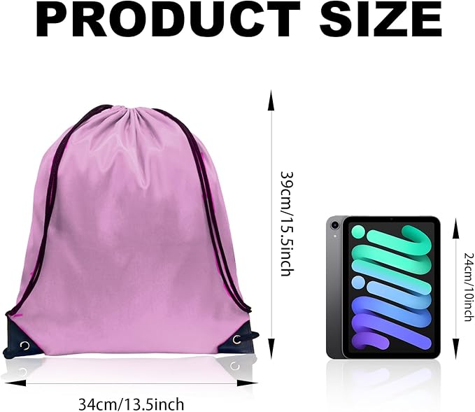 GoodtoU Drawstring Backpacks, Bags Bulk Nylon Backpack Draw String Back Bag Cinch Sack Gym Bag for Sport, Traveling, Team (Pink, 48Pcs)