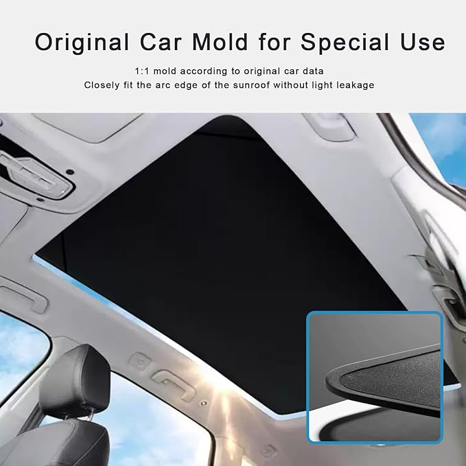 Sunshade Roof Compatible with Tiguan 2010-2017 SUV, Heat Insulation Sunroof Shade, Foldable Glass Roof Shade with Storage Bag, Black