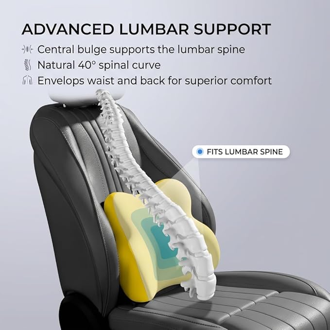 Car Headrest Pillow & Lumbar for Audi RS Q3 Sportback F3 SUV Coupe 2019-2024, Car Seat Neck Pillow Back Support, Breathable All-Season Automotive Seat Cushions, 2PCS,D Dual Yellow