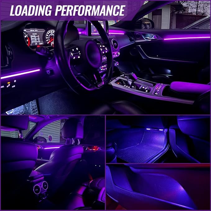 Acrylic Car Led Lights Interior, Universal RGB Ambient Lighting Car Kit,175 inch Neon Flexible Fiber Optic Led Strip Music Sync Lights,10 in 1 USB Power Dash Footwell DIY Mode