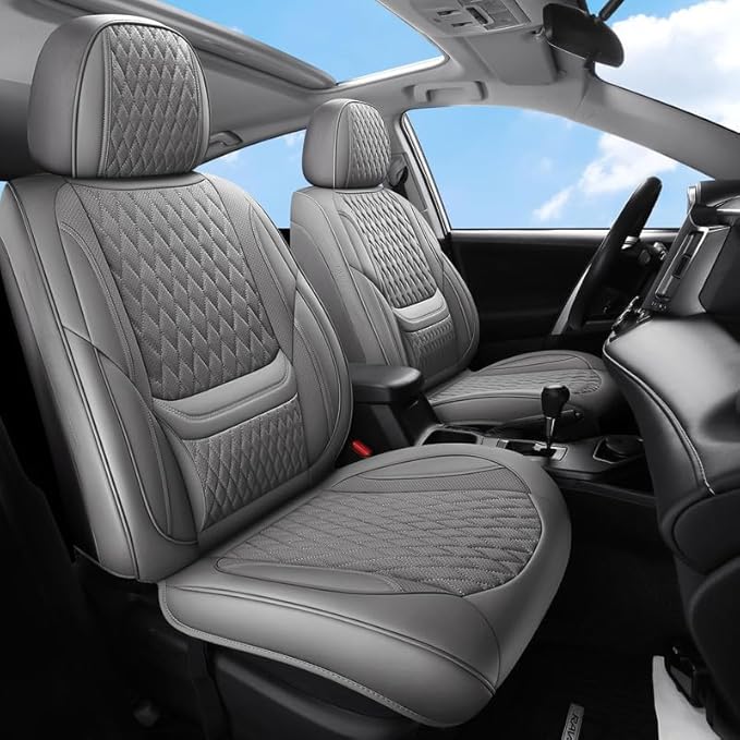 Car Seat Covers Full Set Custom Fit for Ford Explorer 2001-2026 - Premium Faux Leather with Lumbar Support | Breathable, Waterproof, Anti-Slip, Durable (Gray,Full Set)