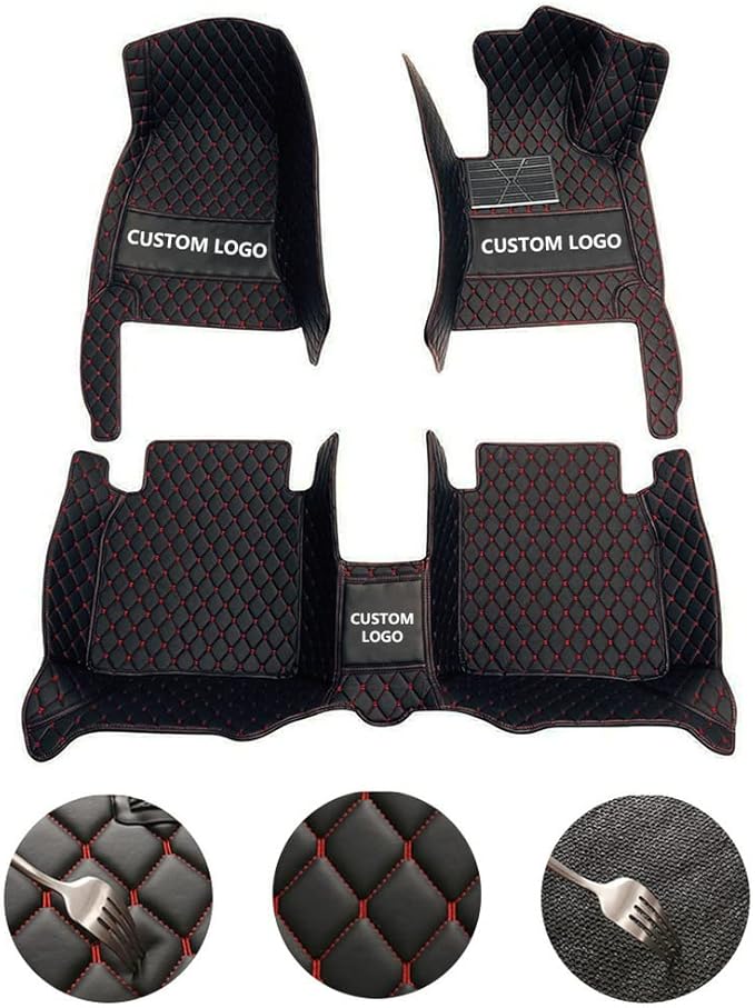 Customize Car Floor Mats for 99% Sedan SUV Sports Car All Weather Leather Full Coverage Waterproof Non-Slip Vehicle Lining Pads (Blue)