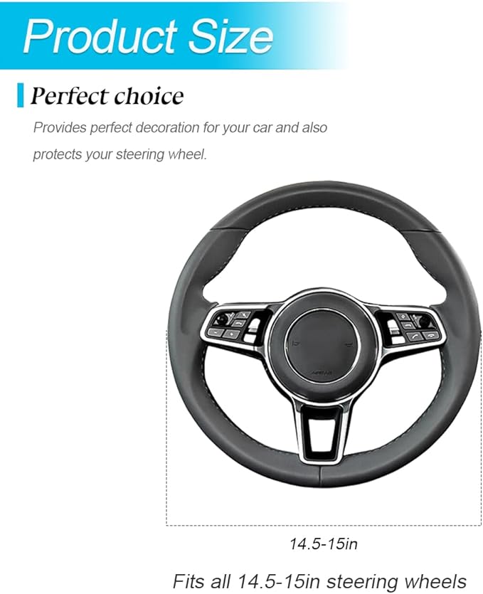 Bling Car Steering Wheel Cover, 15 Inch Crystal Rhinestones Elastic Stretch Breathable Vehicle Steering Wheel Protector for Women Girls, Universal Auto Interior Accessories (Black Beige)