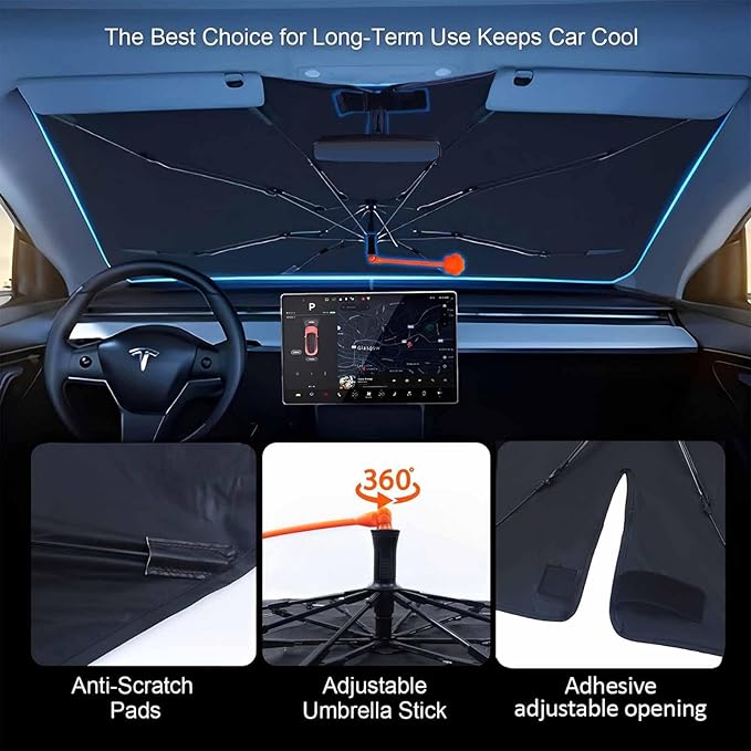 Socira Funny Bear Car Window Shades Windshield Sun Shade Umbrella Foldable Bear Sunshade for Front Window Auto Windshield Sunshade Covers Bear Car Accessories 57'' X 30''