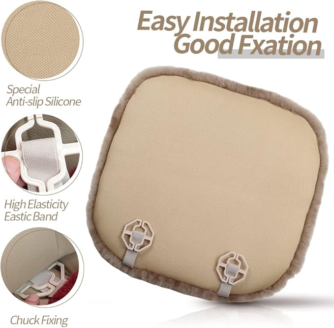Genuine Sheepskin Auto Seat Pad, Australian Soft Wool Seat Cover Breathable and Sweat-Wicking Comfort Warm Universal Fit,19.2 inch x19.2 inch (Front seat Cushion 1pc, Dark Grey)