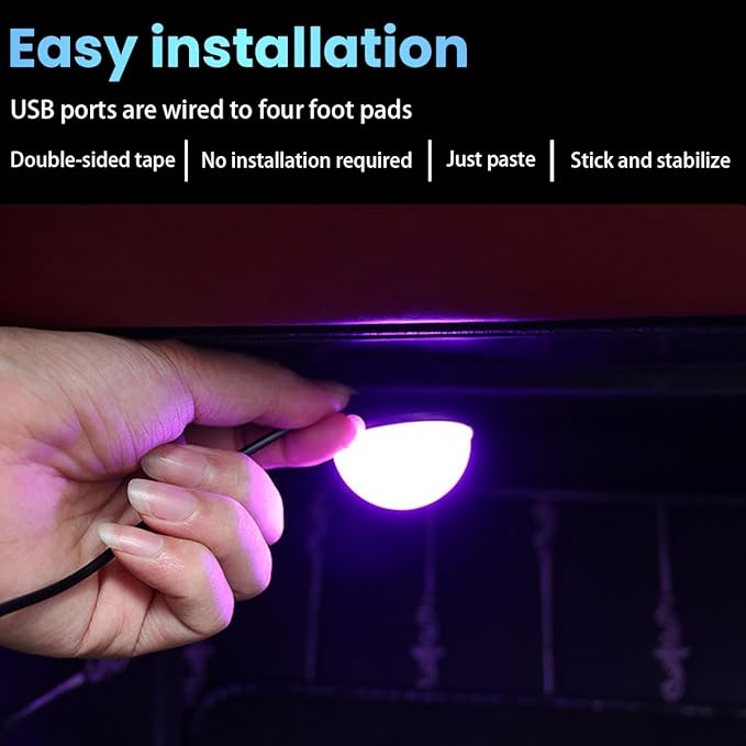 BESULEN Car Interior LED Lights, Automotive Ambient Neon Light Kit with USB Port, Car Accessories, Gifts for Men and Women, 4 in 1 Decoration Lights for Car, Garden, Home, Party（Ice Blue）