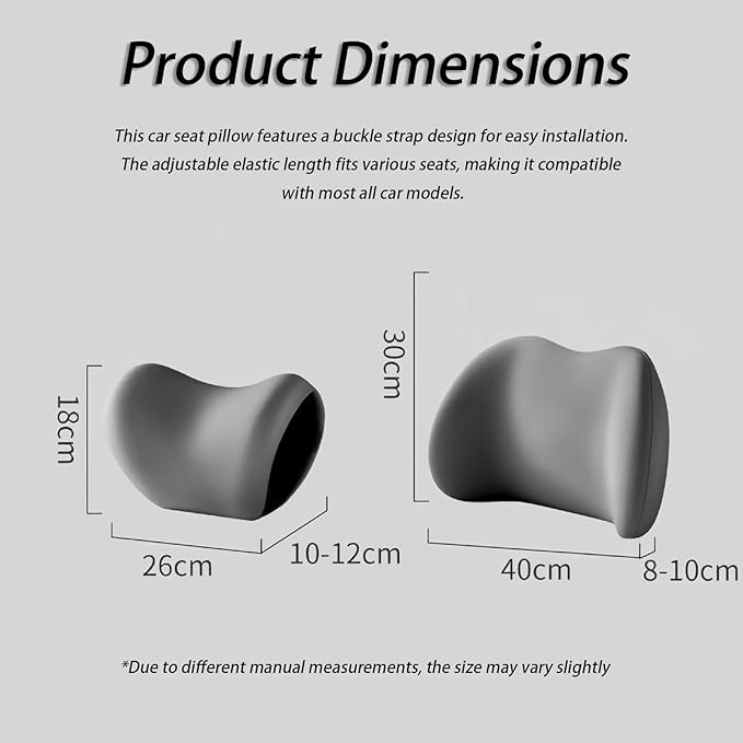 Car Lumbar Support Pillow and Car Neck Pillow Kit for Ford Bronco Sport 2021 2022 2023 2024 2025 2026, Car Seat Neck Back Rest Pillows, Ergonomic Car Seat Headrest & Lumbar Cushion,A Black