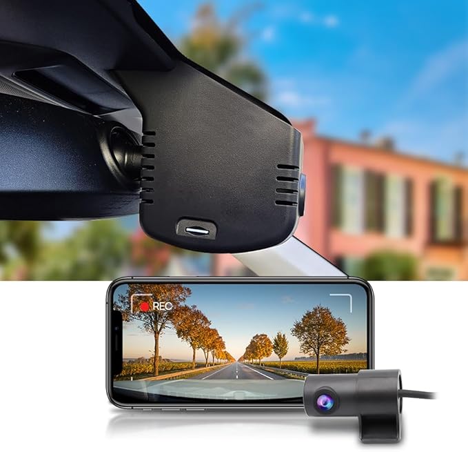 Fitcamx Front 4K+Rear 1080P Dash Cam Adapts for Volkswagen Tiguan 2024-2026 MK3 (Grey Cover), OEM Factory Look, 2 Way HD Video, WiFi & APP, Loop Recording, Parking Sensor, Easy to Set, 128GB Card