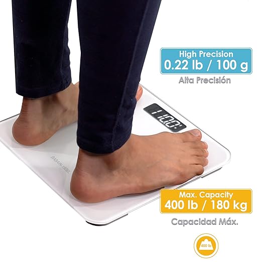RHINO Smart Scale for Body Weight, High Precision, Bluetooth, Fitdays App, iOS and Android, Bathroom Wireless Machine for Fat, Muscle, BMI, 14 Body Indicators, 400lb (White)
