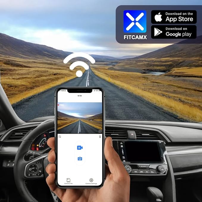 Fitcamx 4K Dash Cam Suitable for Honda 2011-2024 Vehicle Models (Rectangle Dome Light), OEM Factory Style, 2160P UHD Video, Built-in WiFi & APP, Loop Recording, G-Sensor, Easy to Install, 64GB Card