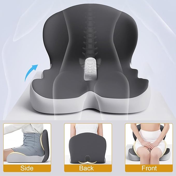 Back and Seat Cushion, Trucker Seat Cushions for Long Sitting, Car seat Cushion with Back Support, Seats Cushions for Lumbar Pain and Supporting The HIPS, Trucker Essentials (B)
