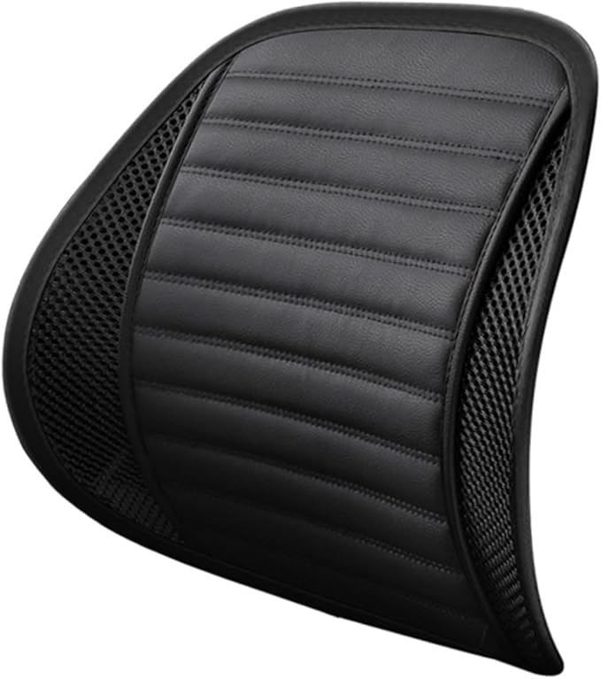 Leather Lumbar Support Seat Cushion with Mesh Breathable Car Seat for Lower Back Pain, Ergonomic Backrest for Office Chairs Car(Pink)