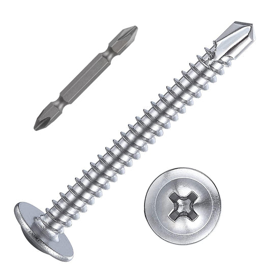 (150 pcs) Wensilon #10×1-1/2”for Sheet Metal Self-Tapping Screws 410 Stainless Steel Truss Head High-Strength Quick Tapping Screws