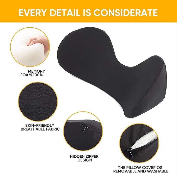 Memory Foam Car Seat, Car Lumbar Support Pillow Tailbone Support Cushions, Back Pad Massager Waist Cushion for Car Seat, Office Chair(1 Pink)