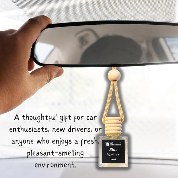 Blue Spruce Car Air Freshener – Set of 3 (10 ml Each) | Velvet gift bag Hanging Diffuser for Car, Closet & Office | Fresh Pine Forest Aroma, Handmade Long-Lasting Fragrance by Gift Paradise