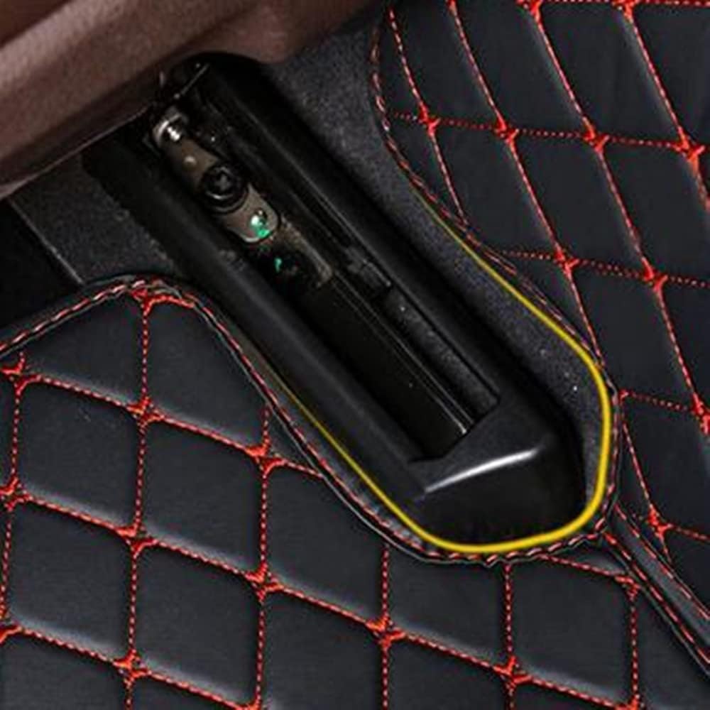 Custom All-Weather Protection Luxury Leather Floor Mats for Cars SUVs Trucks According Anti-Slip Leather Floor mats ﻿ (35,Red and Striped Black)