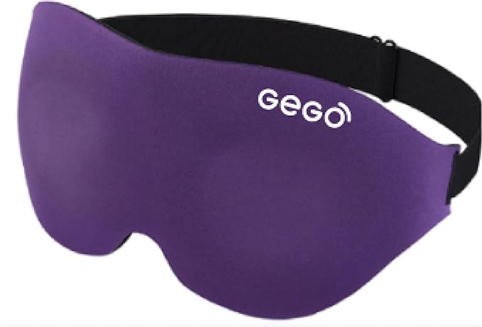 GEGO Premium Travel Kit, Sleep Mask 3D Contoured Eye with Soft Memory Foam, Luggage Tag Waterproof Resistant and Strap with Lock for Luggage TSA Approved (Sleep Mask Purple/Luggage Tag Red)