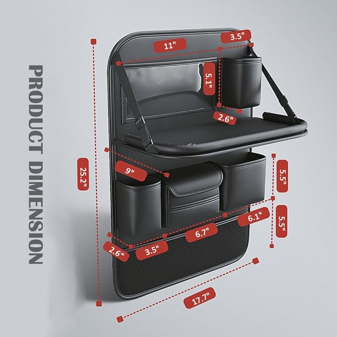 Car Seat Organizers,Multi-functional Back Seat Protectors, Storage Pouches, and Tray Holders (for Cars, Kids, Seat Back and Rear Seats)（Leather 1 Pcs）