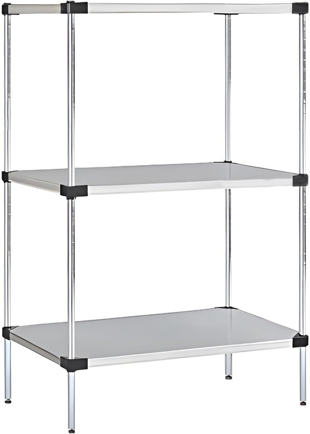 Omega Solid Stainless Steel Shelves, 14" Deep x 42" Wide x 34" High 3 Tier Heavy Duty Solid Shelving Unit for Kitchen Garage Office Restaurant Warehouse 800-lb Per Shelf Weight Capacity