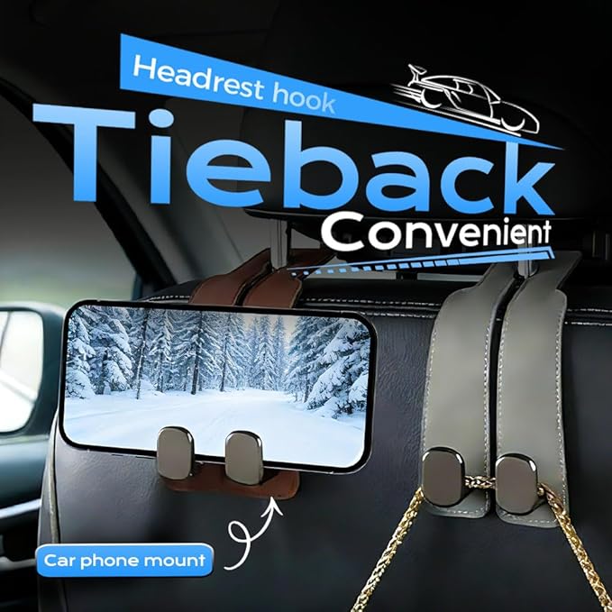 2026 Car Headrest Storage Hooks - Universal Backseat Hanger Organizer for Handbags & Grocery Bags (2, Black)