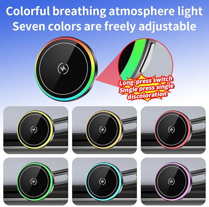 Car Magnetic Phone Mount for Hyundai Tucson 2022 2023 2024 and Hyundai Santa Cruz 2022-2024 Auto Accessories Best Cellphone Holder Fast 15W Wireless Charger Cell Phones Charging Screen Stand