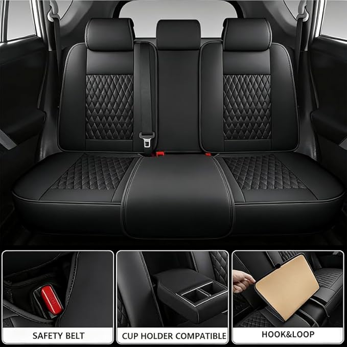 Car Seat Covers Full Set Custom Fit for Chevrolet/Chevy Trailblazer 2021-2026 - Premium Faux Leather with Lumbar Support | Breathable, Waterproof, Anti-Slip, Durable (Black,Full Set)