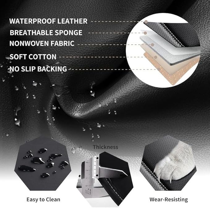Car Seat Covers Full Set Custom Fit for Chevy Trax 2015-2026-Luxury Leather with Lumbar Support, Breathable, Waterproof, Anti-Slip, Durable, Easy to Install (Black&White,Full Set)