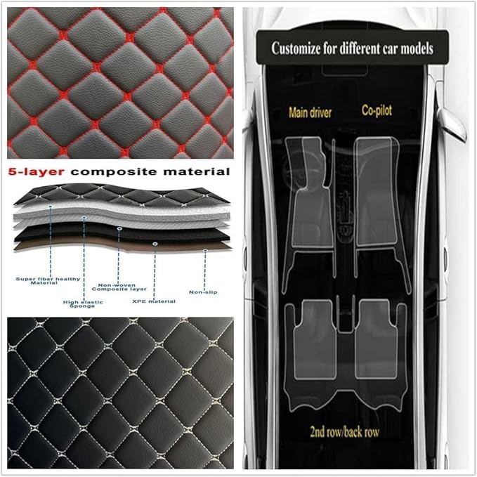 Custom Making Car Floor Mats Protection Pads for 99% Sedan/Coupe/Hatchback/SUV/Pickup Men Women Car Floor Mats Coverage Pads Anti-Slip Leather Floor Lining (Light Brown)