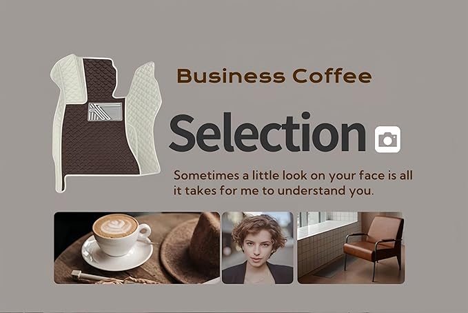 Customize Making Car Floor Mats for 99.99% Sedan SUV Pickup Truck Full Coverage Men Women Cute Leather Protection Pads Non-Slip Floor Liners (White+Business Coffee)
