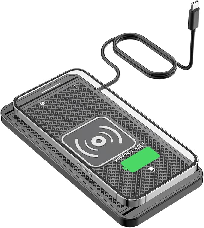 Wireless Charging Pad for Car for VW Jetta VI 2011 2012 2013 2014 2015 2016 2017 2018-pr, 15W Fast Wireless Charger Mat Non-Slip Silicone Car Center Console Phone Charging Pad,A/15W-Type-c