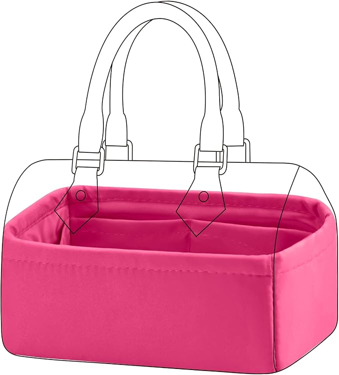 DGAZ Silk Purse Organizer Insert Fits LV Speedy 16/20/25/30/35/40/45 bags，Silky Smooth Bag Organizer，Luxury Handbag & Tote Shaper(Rose pourpre,New nano 16)