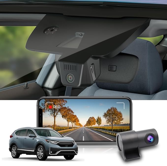 Fitcamx 2K Dual Dash Cam Adapts for Honda CR-V 2017-2022 LX EX Touring EX-L (Gen5), Integrated OEM Look, Front 1440P+Rear 1080P HD Video, WiFi & APP, Loop Recording, G-Sensor, Easy to Set, 64GB Card