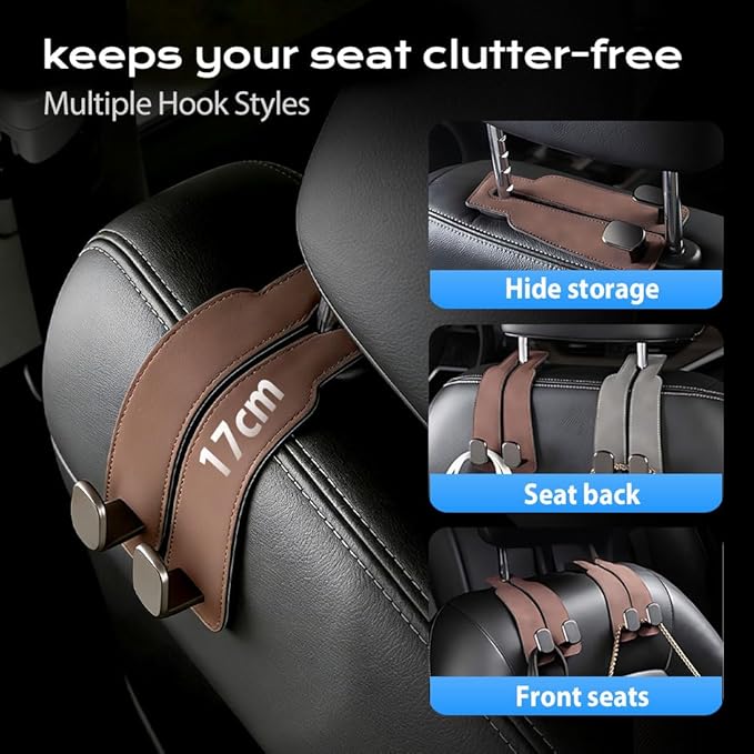 2026 Car Headrest Storage Hooks - Universal Backseat Hanger Organizer for Handbags & Grocery Bags (1, Black)