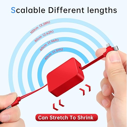 4 Pcs 3 in 1 Retractable Multi Fast Chargers Cable Bulk (3.28FT) with USB C/Micro USB/L and Phone Stand, Compatible with iPhone 17/16/15/14/13/12/11/10/9/8/Android/Tablet