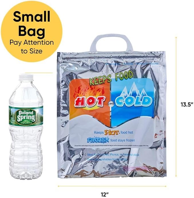Superio Hot and Cold Insulated Bags for Food Delivery, Grocery Shopping Bags, Food Storage for Hot and Frozen Food for Travel, Disposable Cooler Bag, Reinforced Thermal Lunch Bag (4, 12"x13.5")