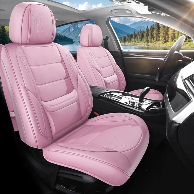 Car Seat Covers Full Set Custom Fit for Chevy Cruze 2011-2019 - Premium Leather with Lumbar Support, Breathable, Anti-Slip & Excellent Seating Experience (Pink, Full Set)